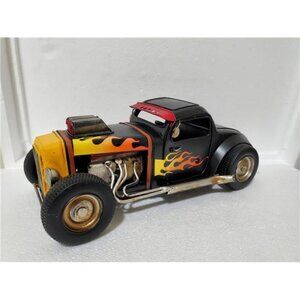 Vintage Metal Hot Rod Car Model – Black with Flames – Rat Rod Style
